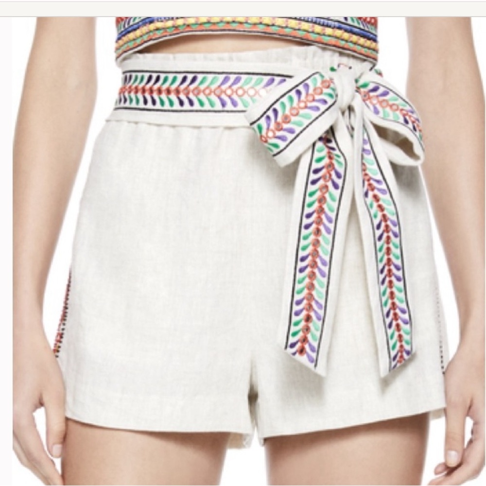 Alice & Olivia embellished linen paperbag shorts